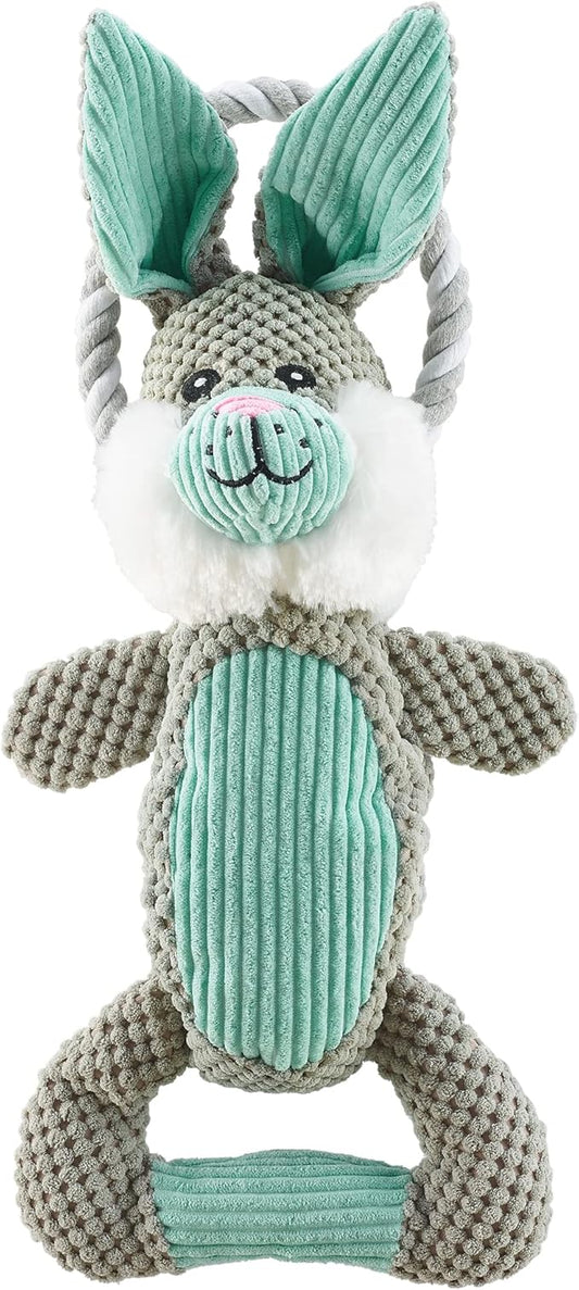 Outward Hound Scrunch Bunch Bunny Interactive Plush Squeaky Dog Tug Toy