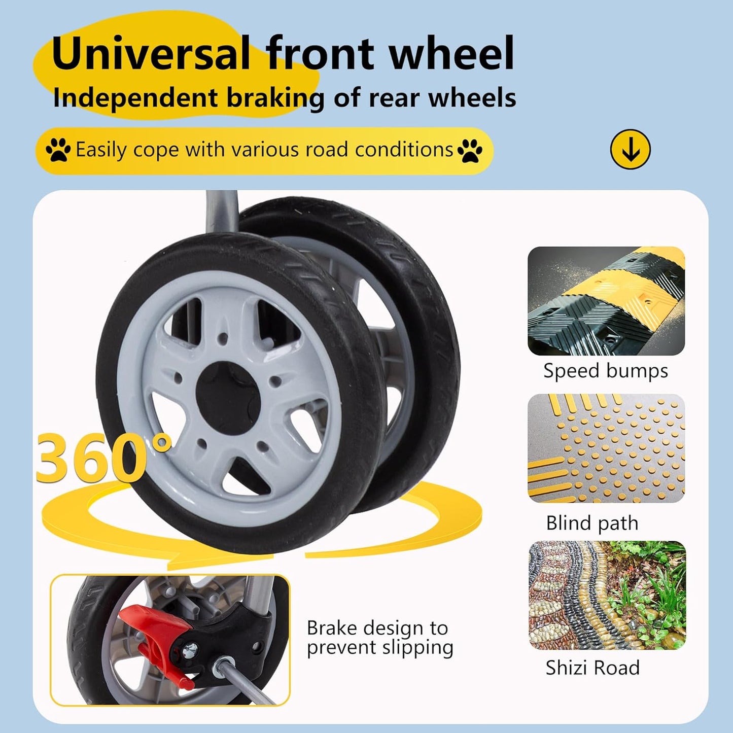 FDW Pet Stroller 4-Wheel Dog Cat Stroller Travel Folding Carrier Puppy Stroller with Cup Holder and Removable Liner for Small Medium Dogs Cats, Purple