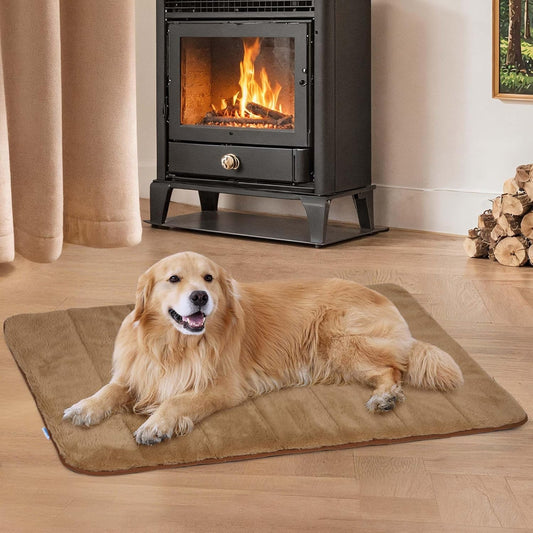 Dog Crate Pad for X Large Dogs - 41x27 Orthopedic Dog Bed with Memory Foam, Washable Water-Resistant Soft Pet Mat with Non-Slip Bottom, Khaki