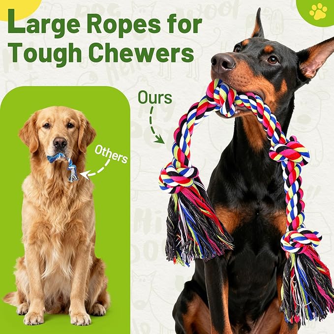 9-Pack Dog Rope Toys for Large Dogs – Strong Tug Toys for Aggressive Chewers, Ideal for Tug-of-War & Teeth Cleaning, Multi-Style Rope Set for Active Dogs