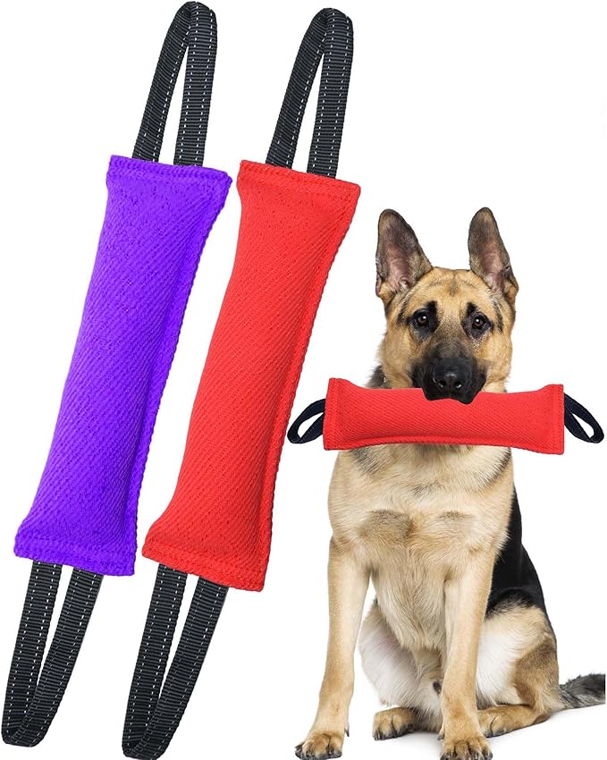 Clysoru Dog Tug Toy Double Pack Tough Jute Bite Pillow Training Equipment Puppy to Large Dogs Interactive