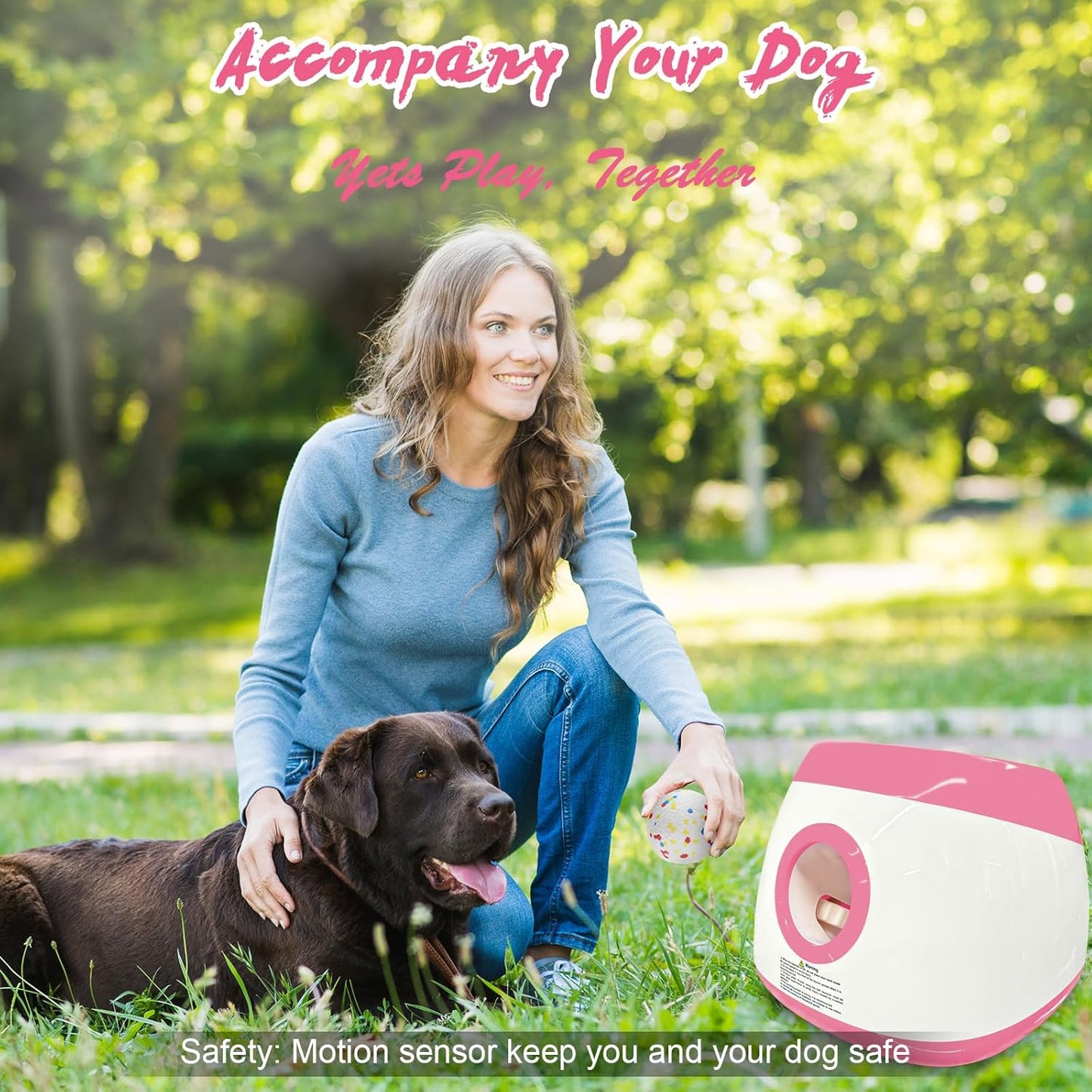 SOCO Automatic Ball Launcher for Dogs Large- 3 Distance Settings (40/60/80FT) w/Remote Control | 2.5" ETPU Tennis Balls | Indoor/Outdoor Dog Toy | 6 Balls & Quick Charge Included