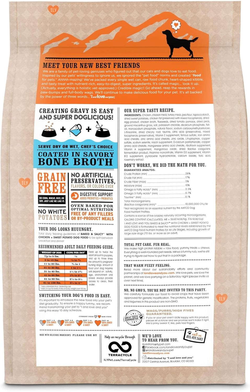 I AND LOVE AND YOU Baked and Saucy Dry Dog Food - Chicken + Sweet Potato - Prebiotic + Probiotic, Real Meat, Grain Free, No Fillers, 10.25lb Bag
