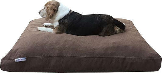 Dogbed4less Memory Foam Dog Bed for Small to Medium Dogs, Waterproof Lining and Machine Washable Durable Pet Bed Denim Cover 37X27 Pillow, Brown