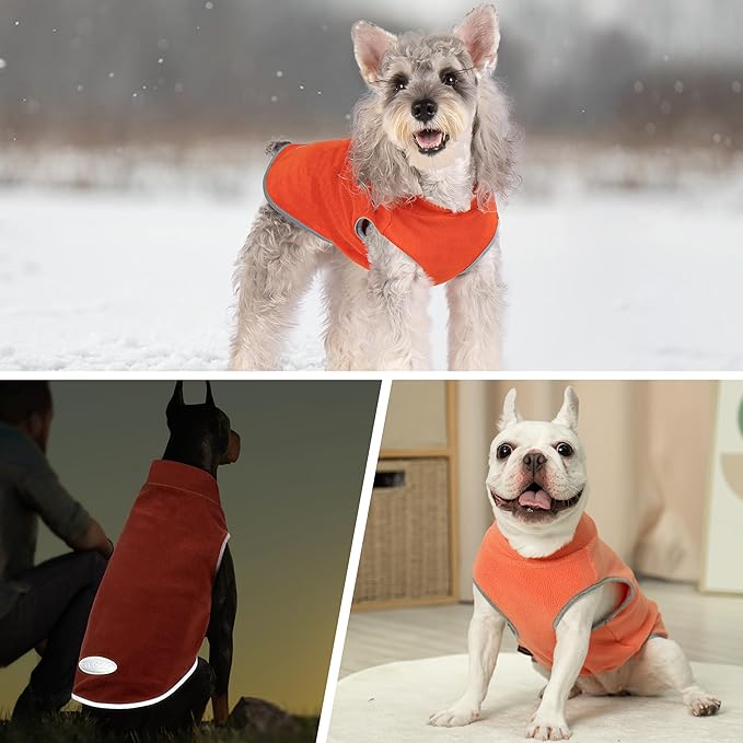 cyeollo 3XL Dog Sweaters for Large Dogs Male Female, Pullover Dog Sweatshirt Reflective Pet Jacket Fall Winter Dogs Sweaters Warm Pet Clothes, Orange & Red XXXL
