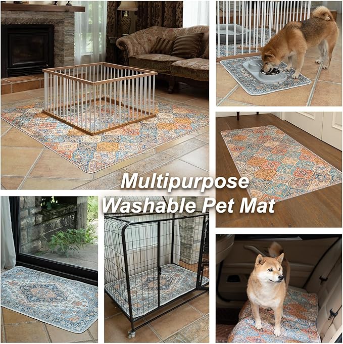 nunubaby Washable Pee Pads for Dogs, Stylish, Non-Slip and Leak-Proof Pee Pads. Reusable Potty Pads for Dogs for Crates and Floors.(Grey/Geo, 48" x48")