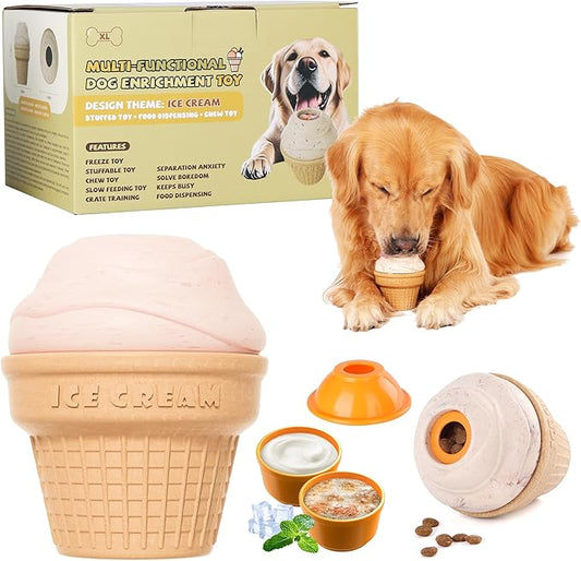 Multi-Functional Interactive Dog Toys for Aggressive Chewers, Indestructible Dog Toys for Medium/Large Breeds,Frozen Dog Treat Dispenser to Keep Them Busy,Reduces Anxiety(Pack of 1)