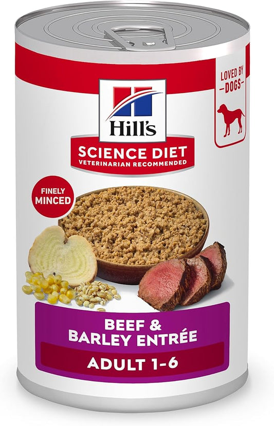 Hill's Science Diet Adult 1-6 Premium Nutrition Wet Dog Food, Beef & Barley, 13 oz. Cans, 12-Pack