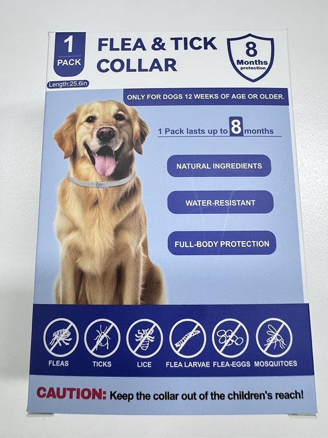 Flea and Tick Collar for Dogs, 1 Pack Flea Collar for Dogs with Natural Essential Oils, Waterproof & Adjustable Flea and Tick Prevention Collar for Small Medium Large Dogs & Puppies, Grey