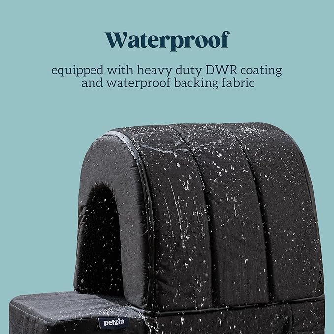 Orthopedic Dog House - Outdoor Waterproof Dog Shelter w/Porch - Indoor Pet House w/Egg-Crate Foam - Cooling - Machine Washable - Ideal for Medium Breeds & Fits 30-Inch Crate - 29"x18"