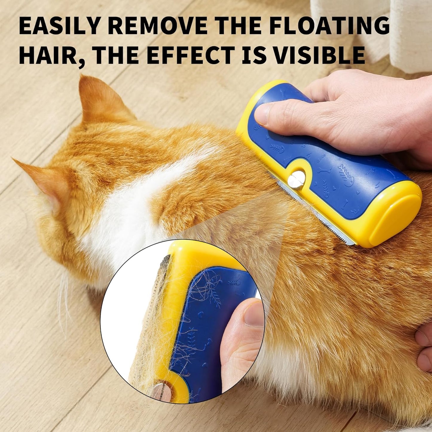 Cat & Dog Deshedding Brush – Blue_Yellow Pet Hair Remover Comb for Shedding, Dual-Tone Handle, Effective Grooming Tool for Long & Short Hair