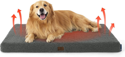 Bedsure Self Warming Dog Beds Large Sized Dog - Extra-Large Puppy Bed with Removable Washable Cover, Orthopedic Egg Crate Foam Pet Mat, Suitable for Pet Up to 100 lbs