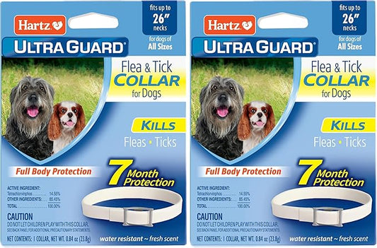 Hartz UltraGuard Flea & Tick Collar for Dogs and Puppies - 26" Neck, 7 Month Protection (Pack of 2)