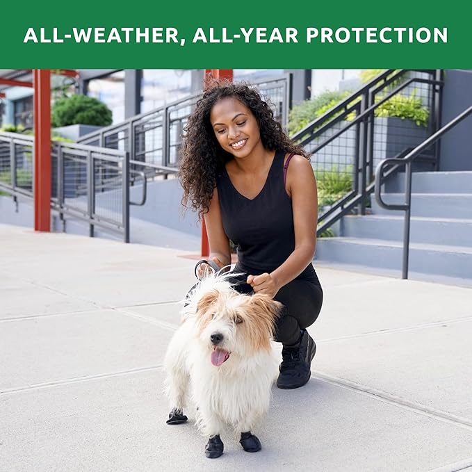 PawZ Rubber Dog Boots for Tiny Paws - All-Weather Waterproof Dog Shoes, Anti-Slip Traction for Rain, Snow, Mud & Hot Pavement - Pull-On Dog Booties, Black - Tiny (0.5" - 1") - Pack of 24