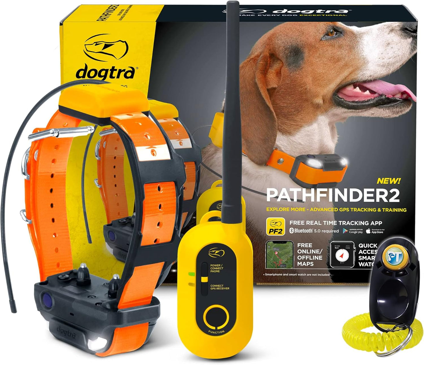 Dogtra Pathfinder 2 - Hunting Ecollar GPS Dog Training Collar with Remote, 9 Mile Range, Tracking & Containment for Medium & Large Dog Breeds, Electric GEO Fence Tracker, Stimulation, Vibration, Tone