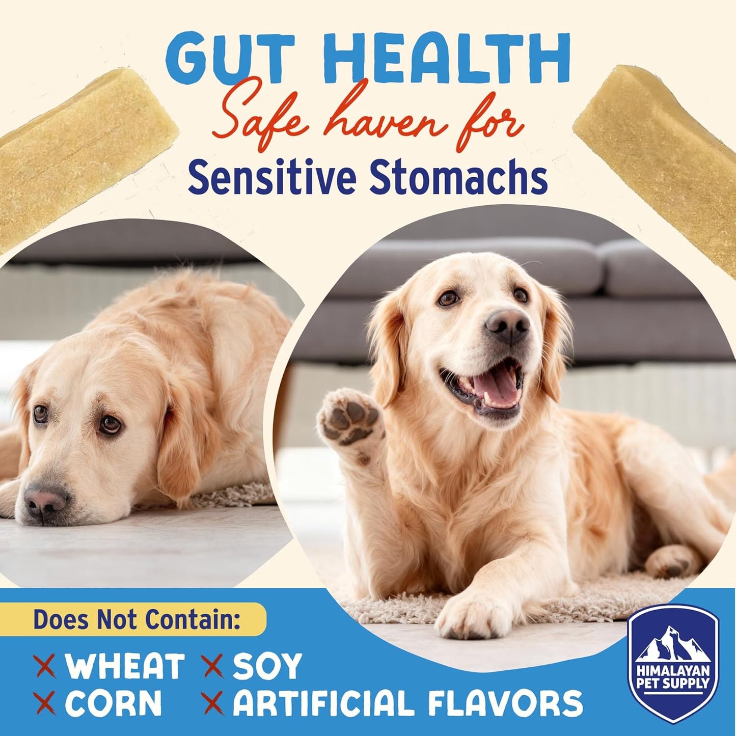 Himalayan Dog Chew Yogurt Sticks, Peanut Butter, Dog Treats With Prebiotics, Probiotics & Protein, Digestive Support, Lactose & Gluten Free, Natural Dog Treat for All Breeds, Made in America, 5 Count