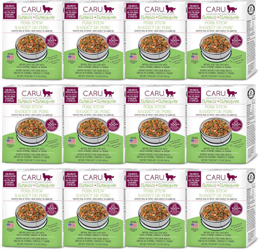 Caru - Real Pork Stew for Dogs, Natural Adult Wet Dog Food with Added Vitamins & Minerals, Free From Grain, Wheat & Gluten (Pack of 12)