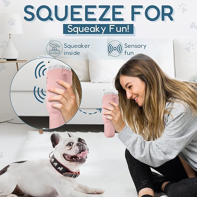 Pup Cup Tumbler Dog Toy – Cute Girl Dog Toy, Valentines & Birthday Gift, Interactive Squeaker, Fun Puppy Present (Pink Peach Dust)