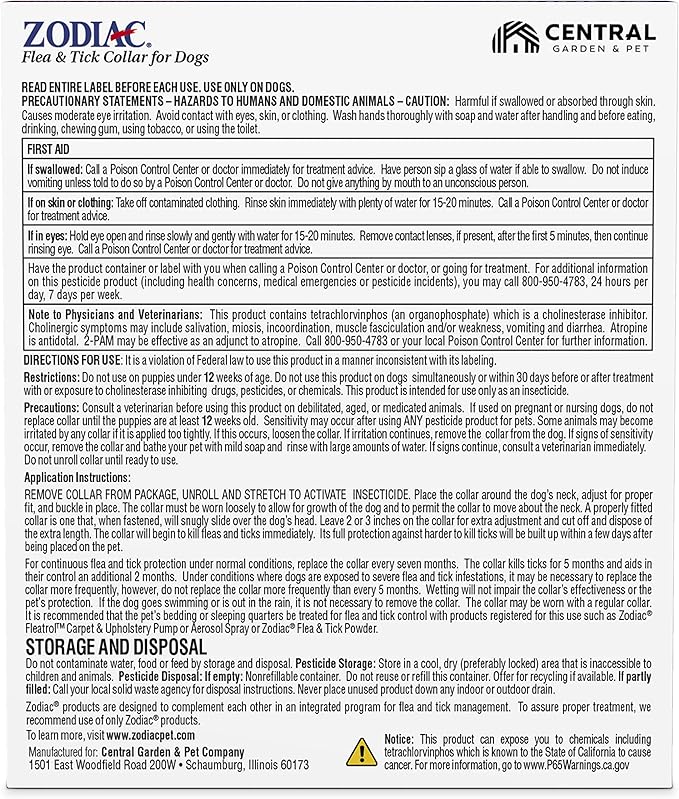 Zodiac Flea and Tick Collar for Dogs Small