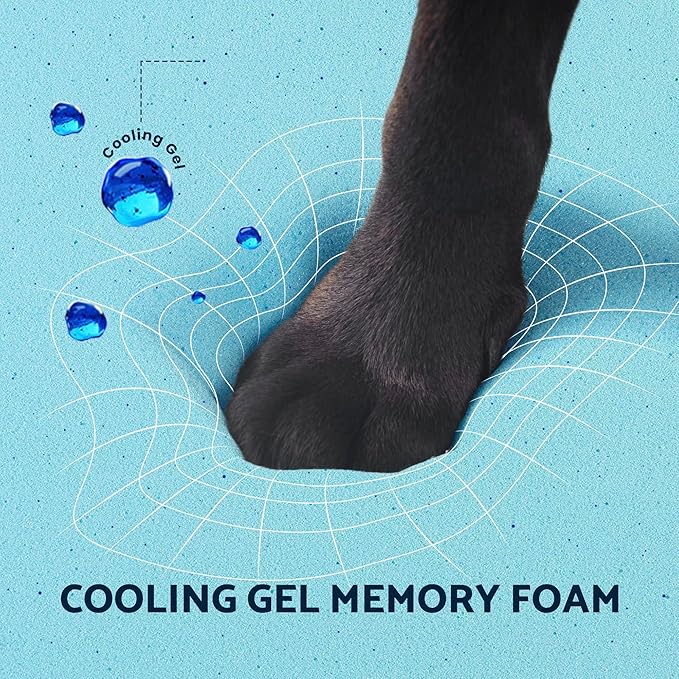 Washable Cooling Pet Bed for Small, Medium Dogs & Cats, Certipur-Us Certified Memory Foam Pet Bed with Waterproof Inner Liner (29" x 18", Up to 50LBs)