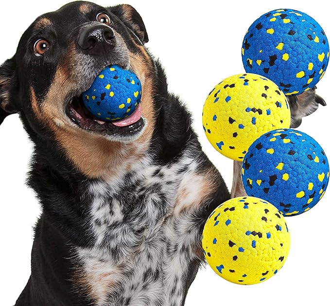Dog Balls Tennis Ball Toys Dog Toys for Aggressive Chewers Durable Teething Chew Toys Water Toy Fetch Ball for Large Medium Small Dog and Puppies (4 Balls)