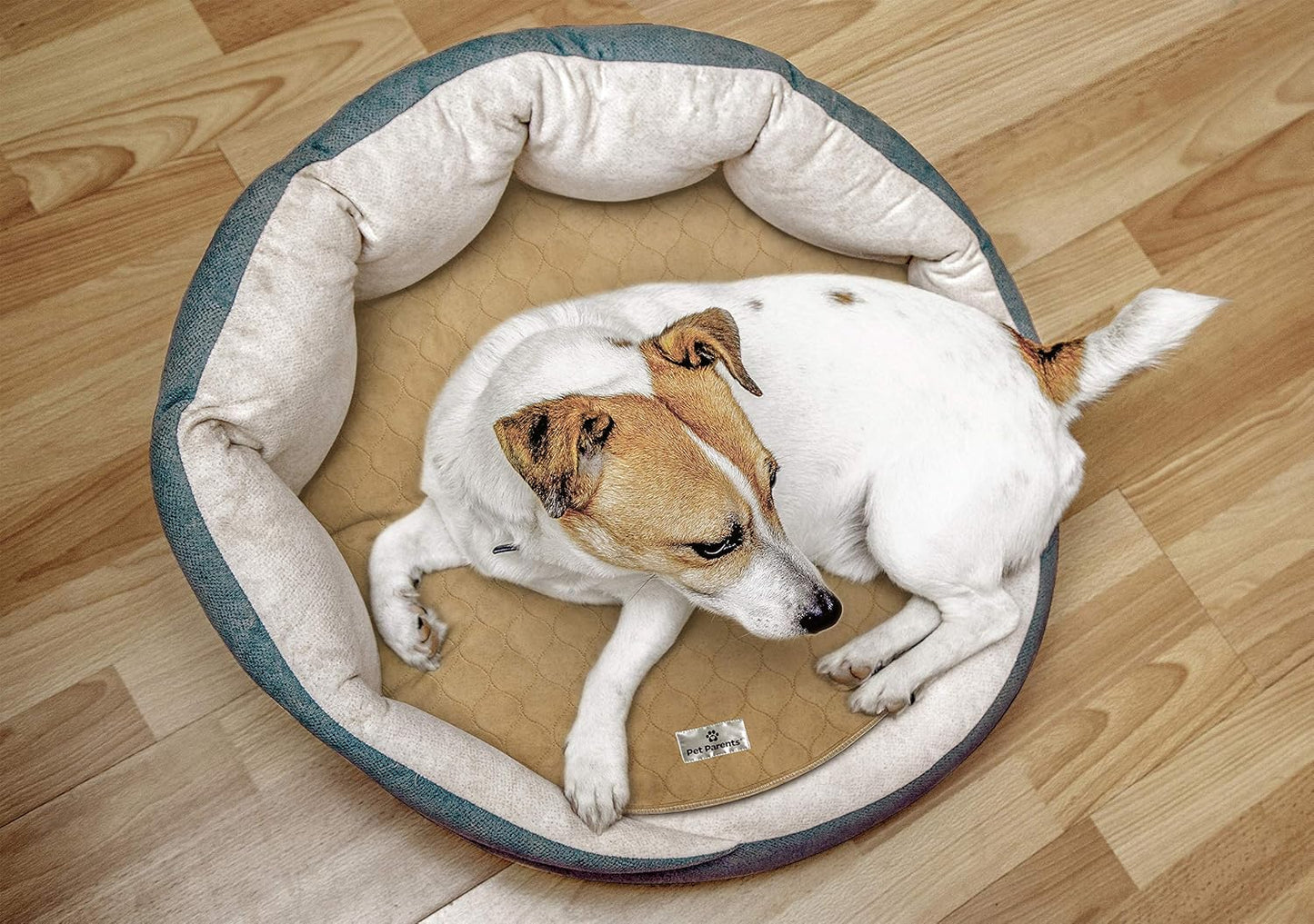 Pet Parents® Pawtect® Pads Washable Pee Pads for Dogs (2pack) of Premium Dog Pee Pads, Waterproof Puppy Pads & Reusable Dog Pads, Whelping Pads & Modern Pee Pads for Dogs (Tan/Grey, 17" Round)