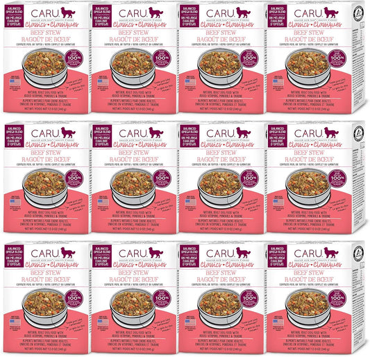 Caru Real Beef Stew for Dogs, Natural Adult Wet Dog Food with Added Vitamins & Minerals, Free From Grain, Wheat & Gluten (Pack of 12)