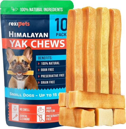 100% Natural Yak Cheese Himalayan Made Dog Chews All Breeds - Lactose Free Yak Chew for Small Medium & Large Dogs - Dental Cleaning Dog Chews for Aggressive Chewers - Long Lasting Odor & Gluten Free