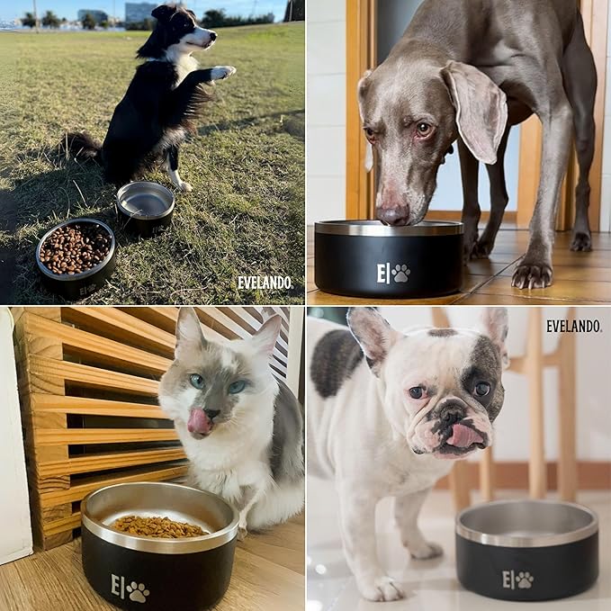 EVELANDO® 64 oz Stainless Steel Dog Bowl – 8-Cup Non-Slip, BPA-Free Feeder for Medium & Large Dogs – Indoor/Outdoor Water Dish for Pets – Easy-to-Clean Metal Feeding Solution