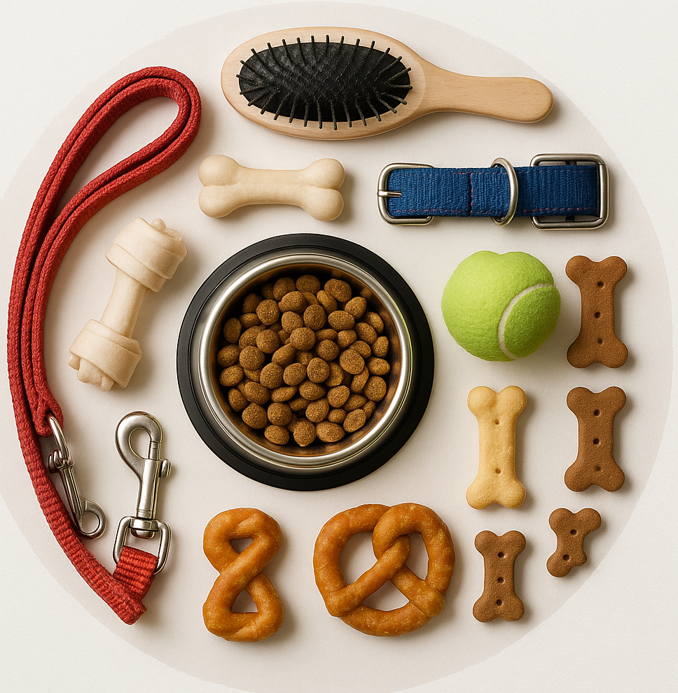 circle photo of pet supplies, make a real photo